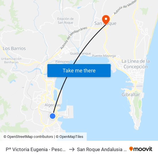Pº Victoria Eugenia - Pescadores to San Roque Andalusia Spain map