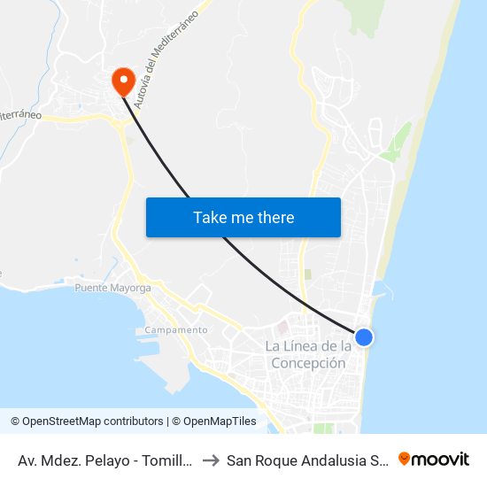 Av. Mdez. Pelayo - Tomilleros to San Roque Andalusia Spain map