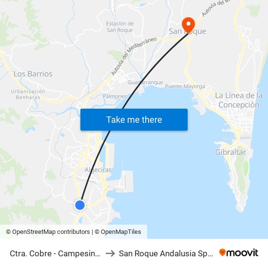 Ctra. Cobre, 144 to San Roque Andalusia Spain map