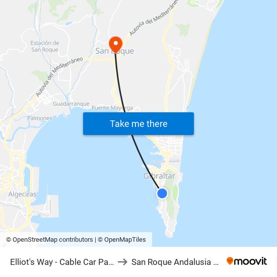 Elliot's Way - Cable Car Parking to San Roque Andalusia Spain map