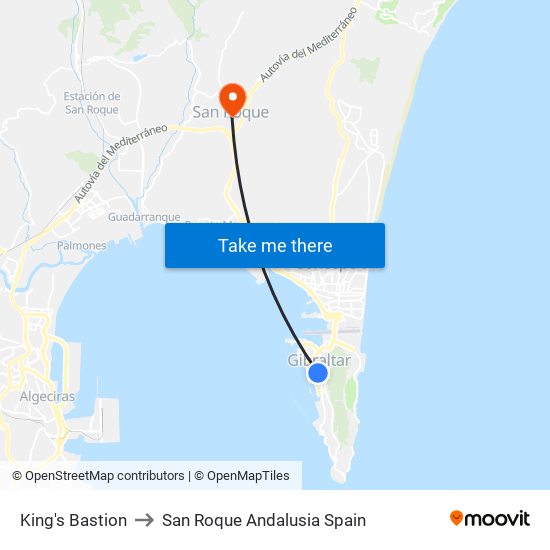 King's Bastion to San Roque Andalusia Spain map