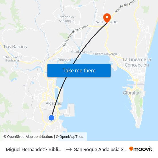 Miguel Hernández - Biblioteca to San Roque Andalusia Spain map