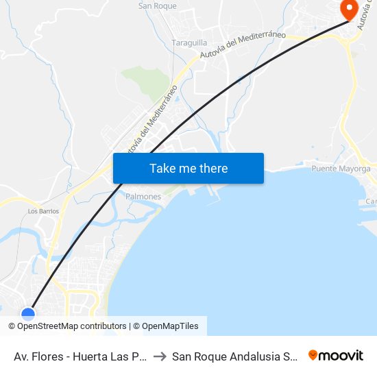 Av. Flores - Huerta Las Pilas to San Roque Andalusia Spain map