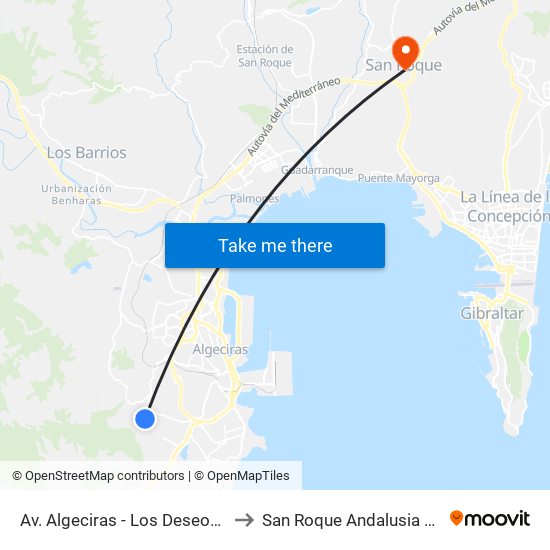 Av. Algeciras - Los Deseos (Itv) to San Roque Andalusia Spain map