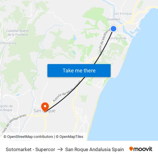 Sotomarket - Supercor to San Roque Andalusia Spain map