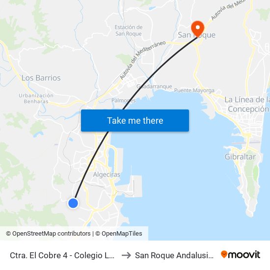 Ctra. Cobre - Colegio Los Arcos to San Roque Andalusia Spain map