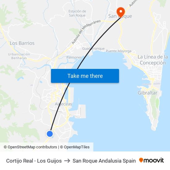 Cortijo Real - Los Guijos to San Roque Andalusia Spain map