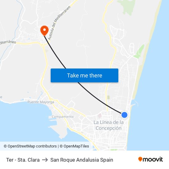 Ter - Sta. Clara to San Roque Andalusia Spain map