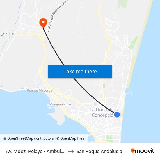 Av. Mdez. Pelayo - Ambulatorio to San Roque Andalusia Spain map