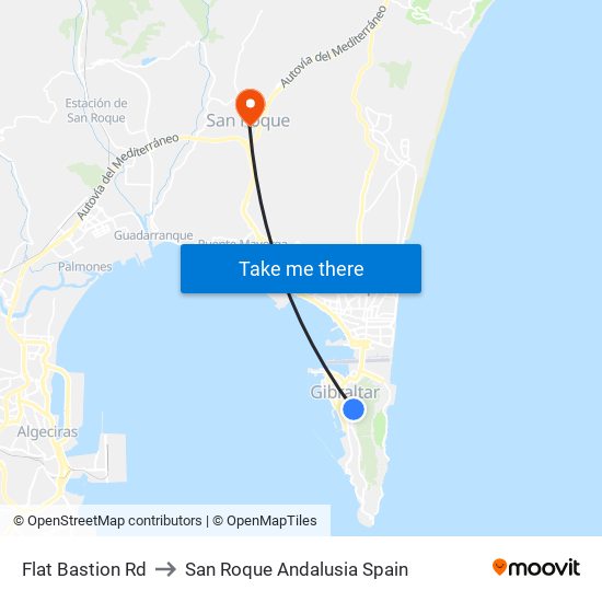 Flat Bastion Rd to San Roque Andalusia Spain map