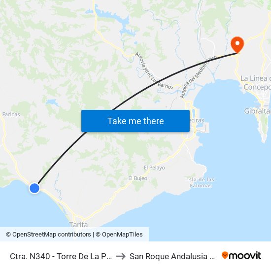 Ctra. N340 - Torre De La Peña II to San Roque Andalusia Spain map