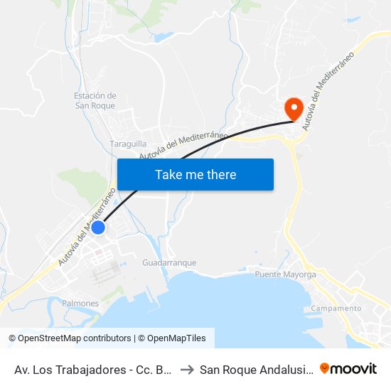 Av. Los Trabajadores - Cc. Bahía Plaza to San Roque Andalusia Spain map
