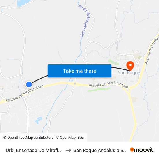 Urb. Ensenada De Miraflores to San Roque Andalusia Spain map