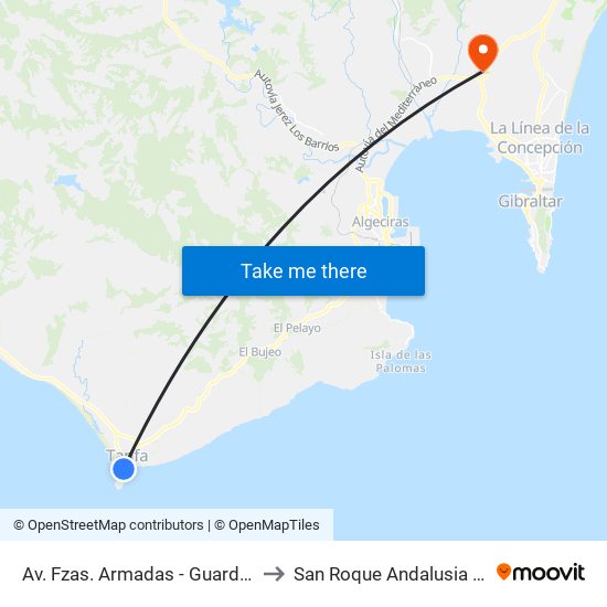Av. Fzas. Armadas - Guardia Civil to San Roque Andalusia Spain map