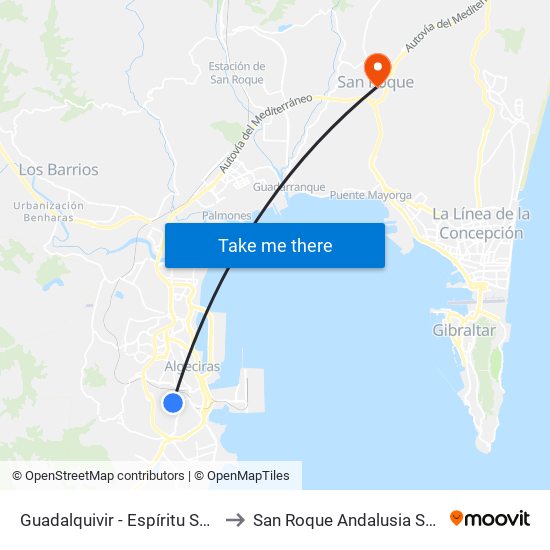 Guadalquivir - Espíritu Santo to San Roque Andalusia Spain map