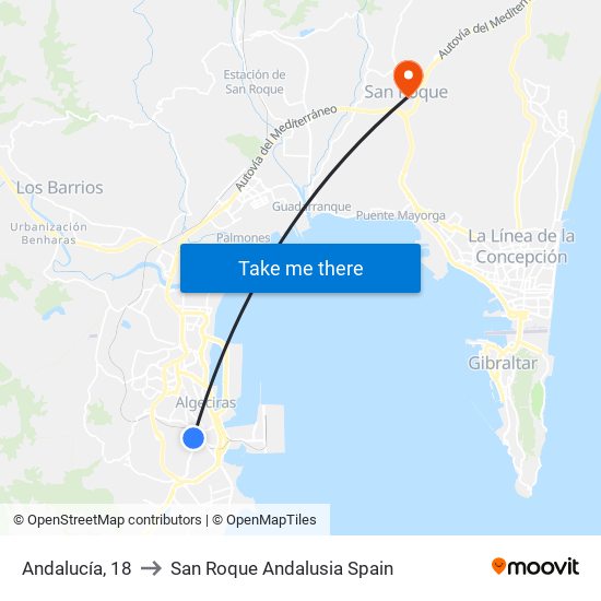 Andalucía, 18 to San Roque Andalusia Spain map