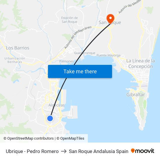 Ubrique - Pedro Romero to San Roque Andalusia Spain map