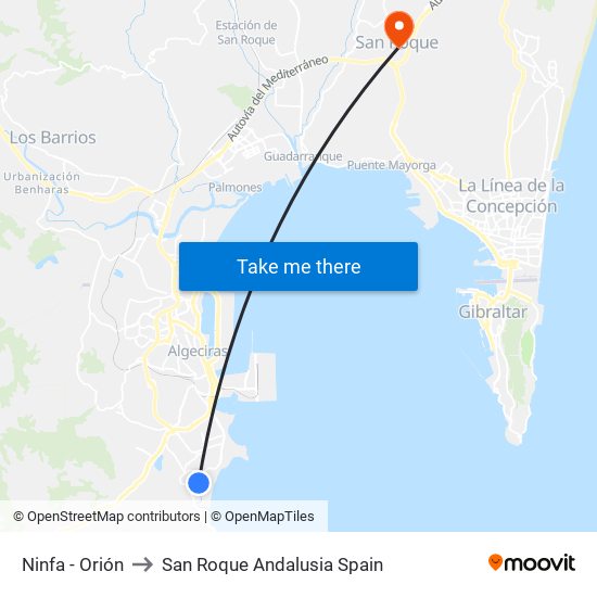 Ninfa - Orión to San Roque Andalusia Spain map