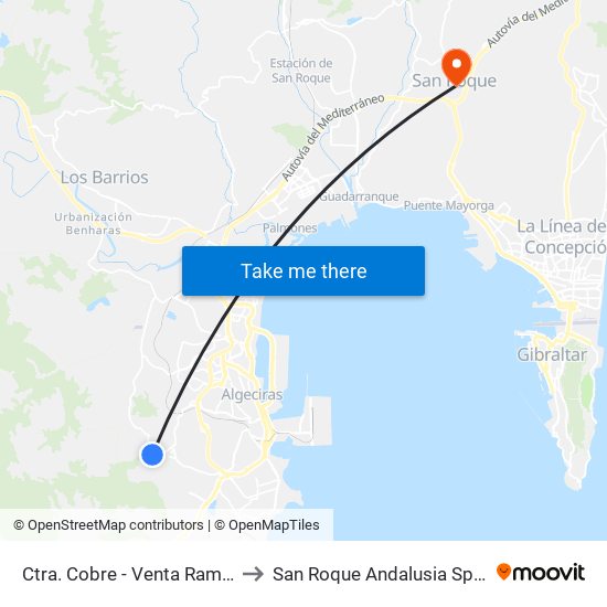 Ctra. Cobre - Venta Ramito to San Roque Andalusia Spain map