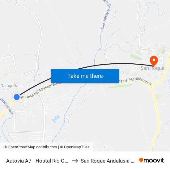 Autovía A7 - Hostal Río Grande to San Roque Andalusia Spain map