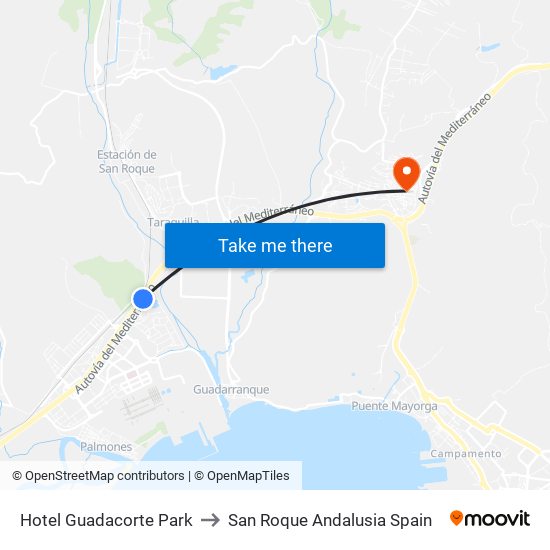 Hotel Guadacorte Park to San Roque Andalusia Spain map
