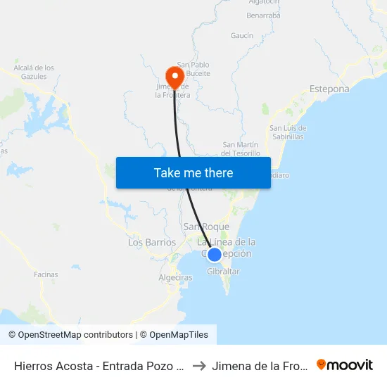 Hierros Acosta - Entrada Pozo Del Rey to Jimena de la Frontera map