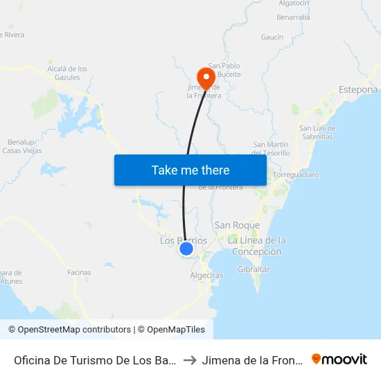 Oficina De Turismo De Los Barrios to Jimena de la Frontera map