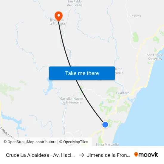 Cruce La Alcaidesa - Av. Hacienda to Jimena de la Frontera map