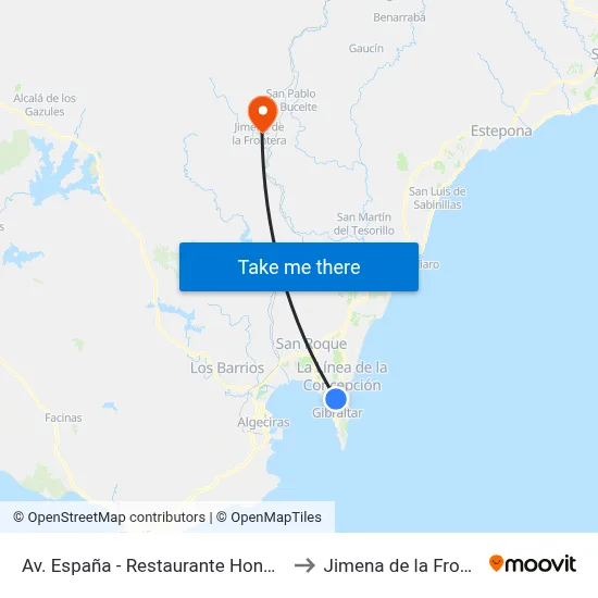 Av. España - Restaurante Hong Kong to Jimena de la Frontera map
