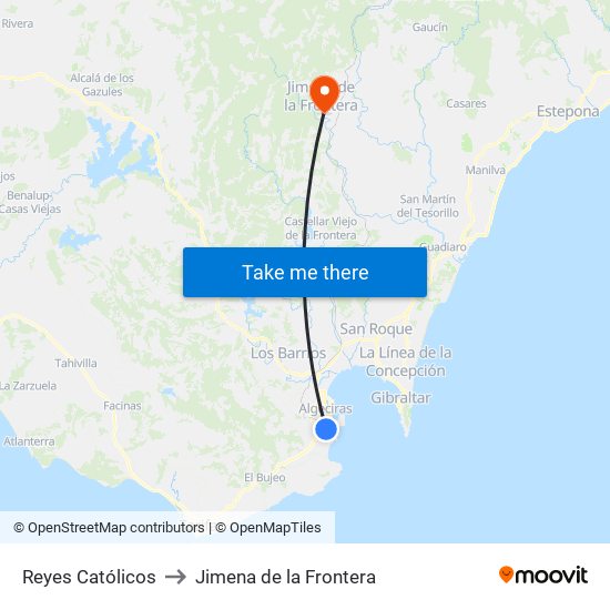 Reyes Católicos to Jimena de la Frontera map