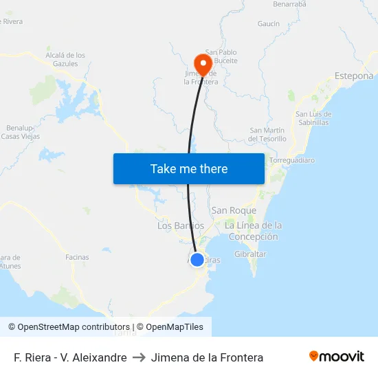 F. Riera - V. Aleixandre to Jimena de la Frontera map