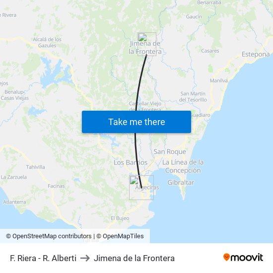 F. Riera - R. Alberti to Jimena de la Frontera map
