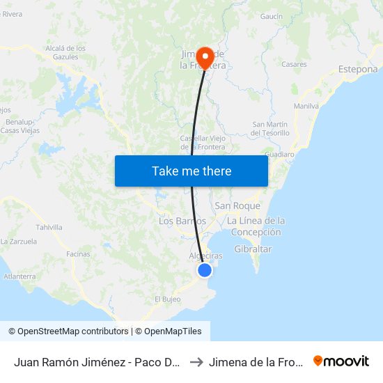 Juan Ramón Jiménez - Paco De Lucía to Jimena de la Frontera map