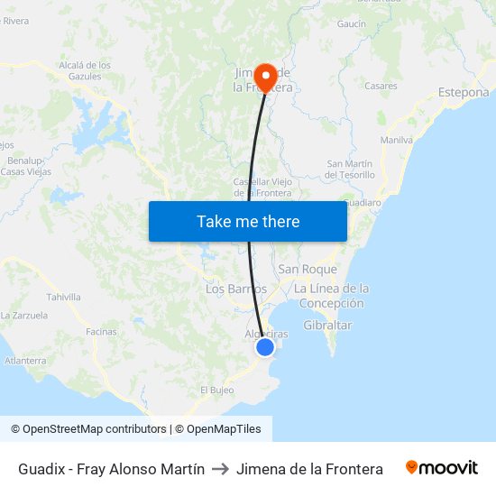 Guadix - Fray Alonso Martín to Jimena de la Frontera map