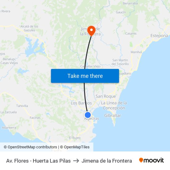 Av. Flores - Huerta Las Pilas to Jimena de la Frontera map