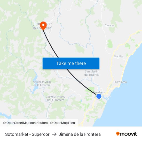 Sotomarket - Supercor to Jimena de la Frontera map