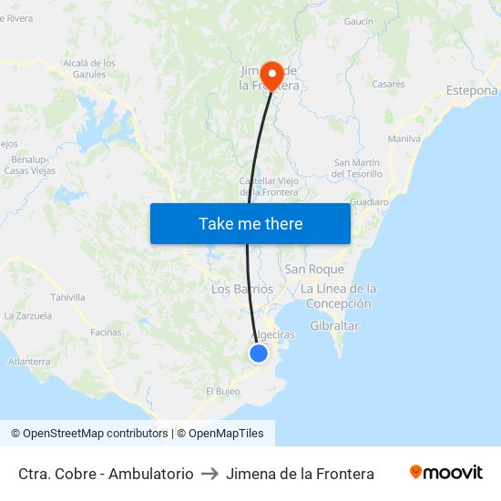 Ctra. Cobre - Ambulatorio to Jimena de la Frontera map