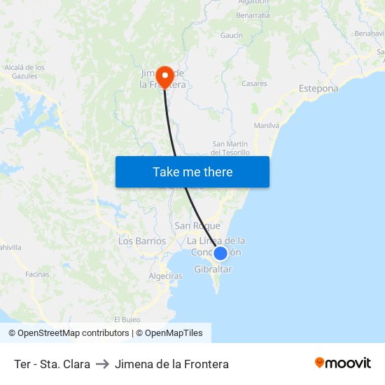 Ter - Sta. Clara to Jimena de la Frontera map