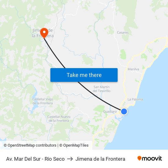 Av. Mar Del Sur - Río Seco to Jimena de la Frontera map