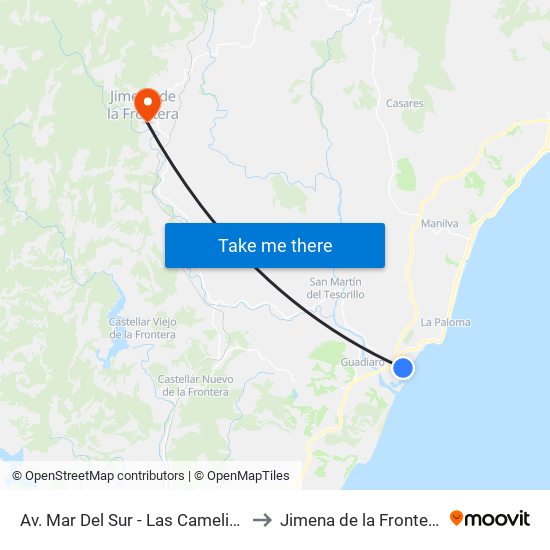 Av. Mar Del Sur - Las Camelias to Jimena de la Frontera map
