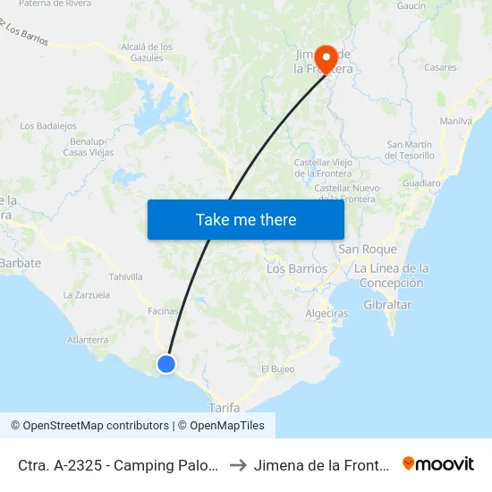 Ctra. A-2325 - Camping Paloma to Jimena de la Frontera map
