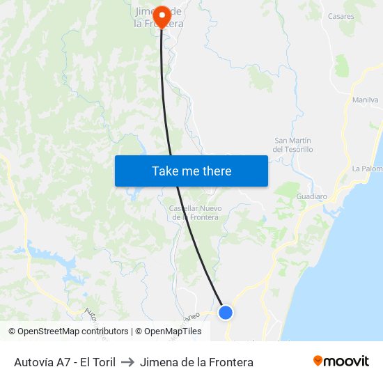 Autovía A7 - El Toril to Jimena de la Frontera map