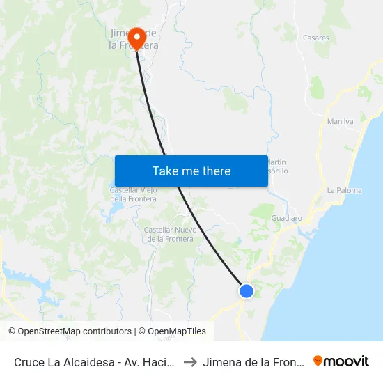 Cruce La Alcaidesa - Av. Hacienda to Jimena de la Frontera map