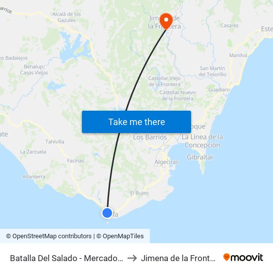 Batalla Del Salado - Mercadona to Jimena de la Frontera map