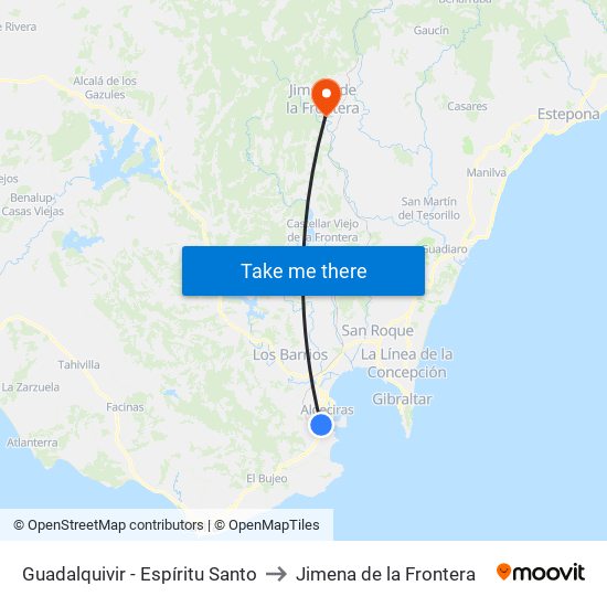 Guadalquivir - Espíritu Santo to Jimena de la Frontera map