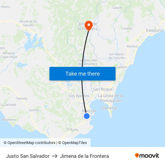 Justo San Salvador, 6 to Jimena de la Frontera map