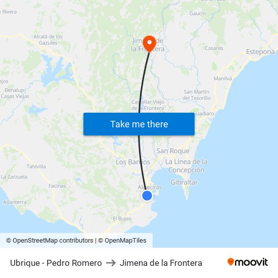 Ubrique - Pedro Romero to Jimena de la Frontera map
