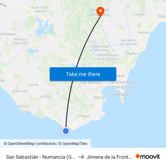 San Sebastián - Numancia (Giro) to Jimena de la Frontera map