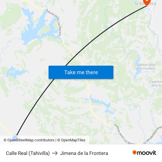 Calle Real (Tahivilla) to Jimena de la Frontera map