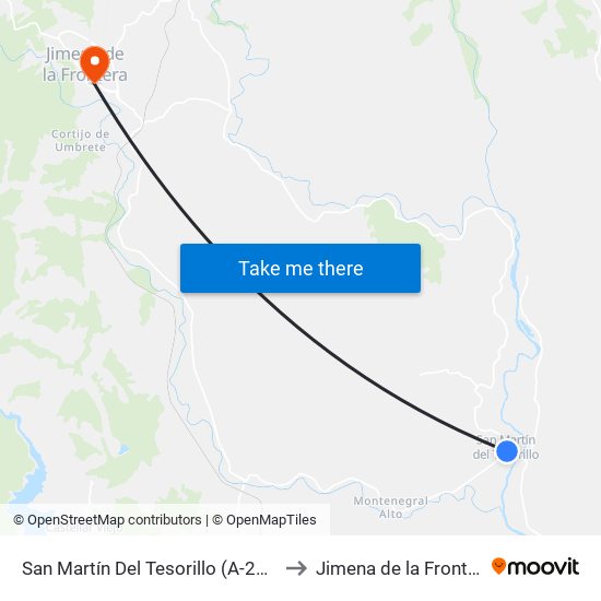 San Martín Del Tesorillo (A-2101) to Jimena de la Frontera map